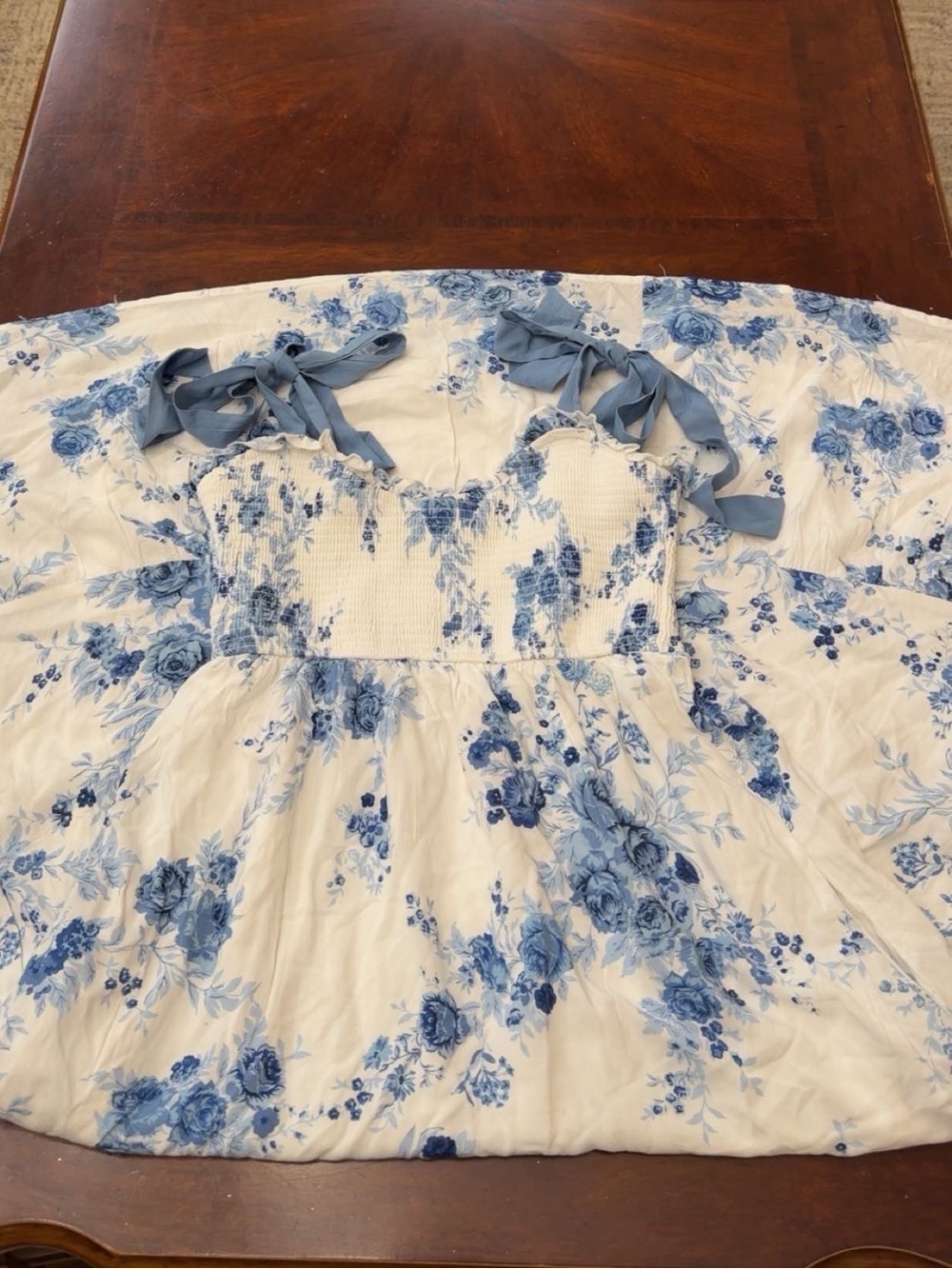 Dry Goods Blue & White Floral Maxi Dress with Tie Shoulders